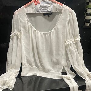 Max Studio white Blouse with Ruffle Sleeves